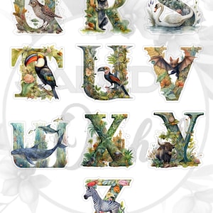 Printable Alphabet Animal Letters Print and Cut Digital PNG Sticker ...