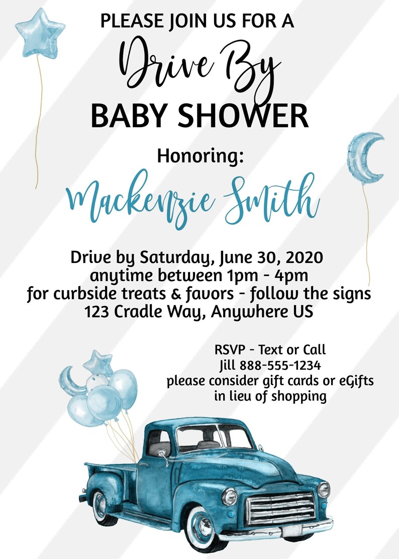 Drive Through Baby Shower Invitation Drive By Baby Shower Etsy