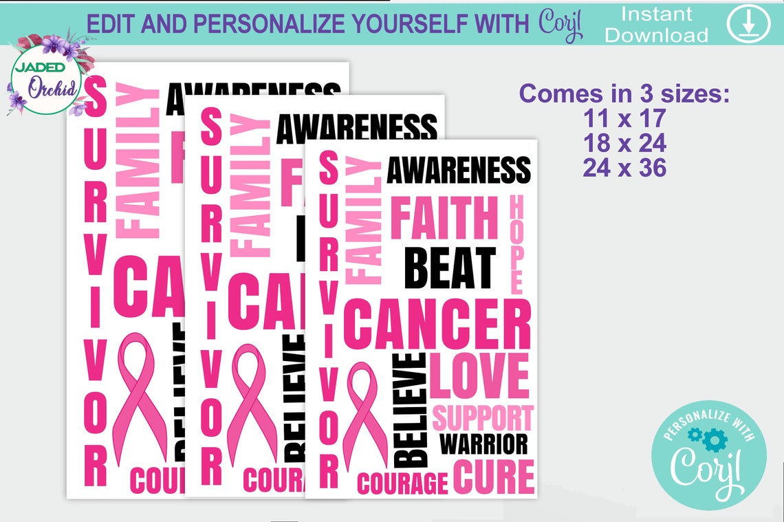 Printable Cancer Awareness Poster Motivational Breast Cancer - Etsy