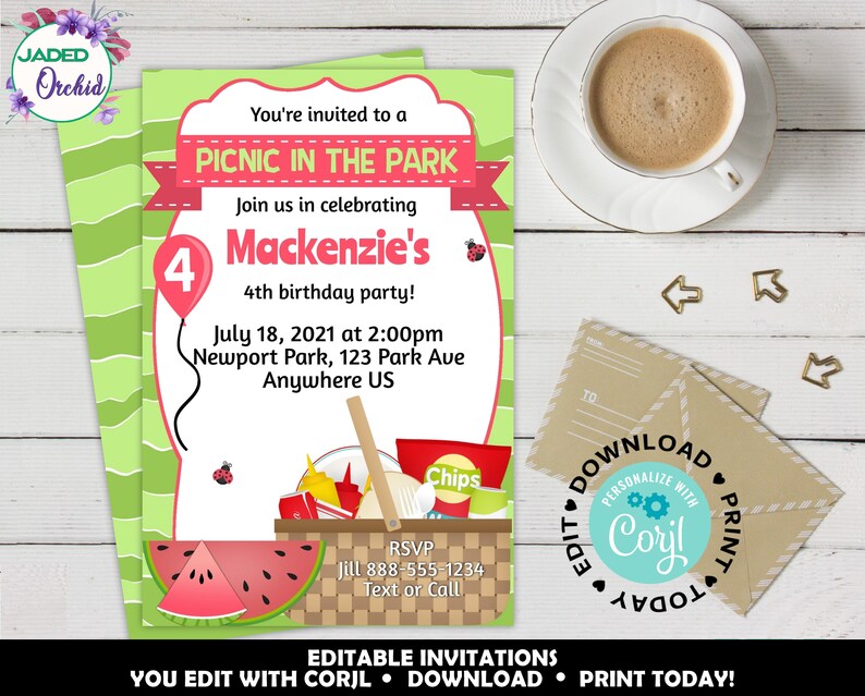 Picnic in the Park Invitation Picnic Birthday Invitation | Etsy