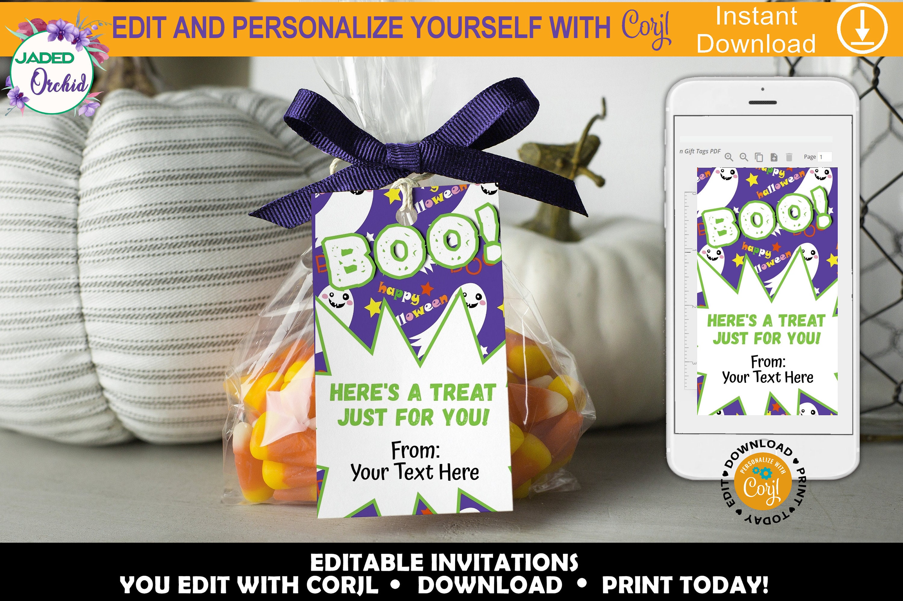 EDITABLE Halloween Tags Printable Halloween Thank You Tags - Etsy UK