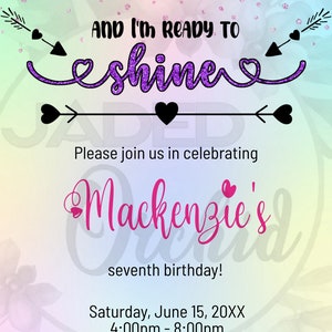 Printable Girls 9th Birthday Invite, Ninth Birthday Invitation, 9 Year ...