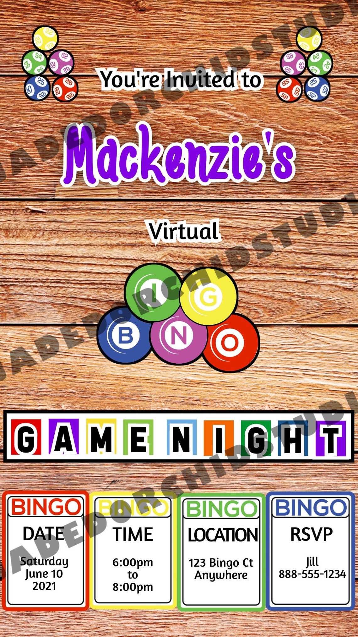 Bingo Game Night Invitation Bingo Invitation Game Night Etsy