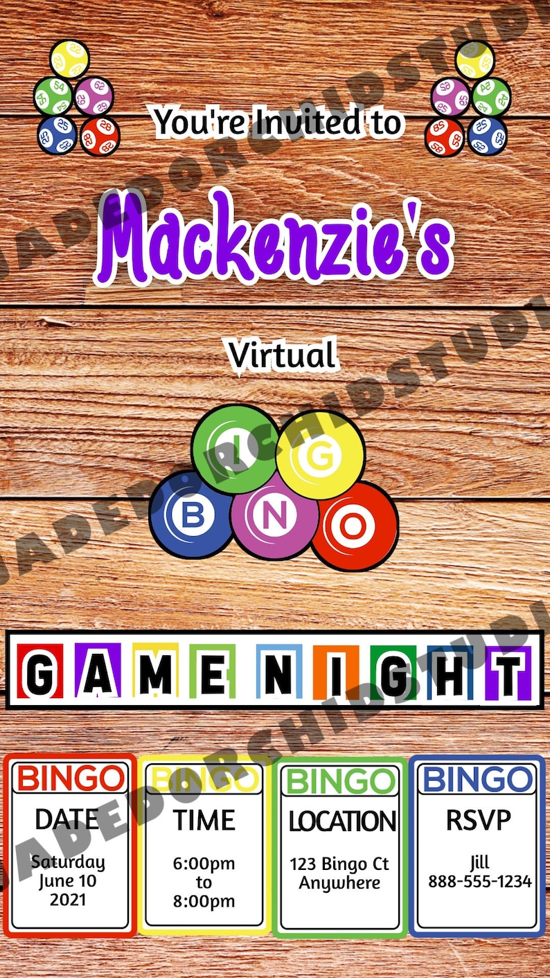 Bingo Game Night Invitation Bingo Invitation Game Night Etsy