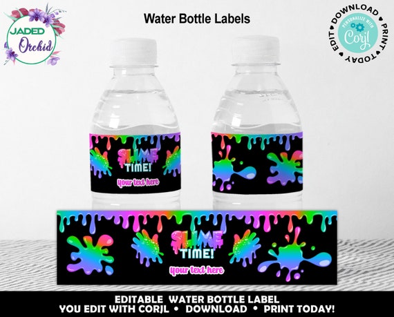 Slime Water Bottle Labels Printable Girls Slime Party Favor | Etsy