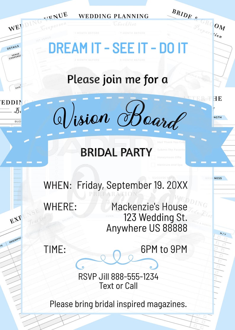 Bridal Vision Board Party Template Wedding Vision Board Party - Etsy