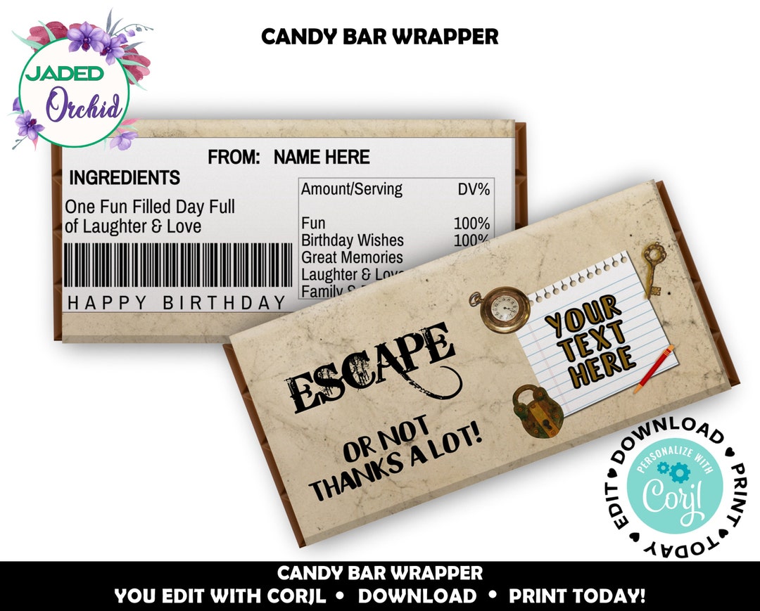 Escape Room Party Favor Escape Room Birthday Chocolate Bar Etsy