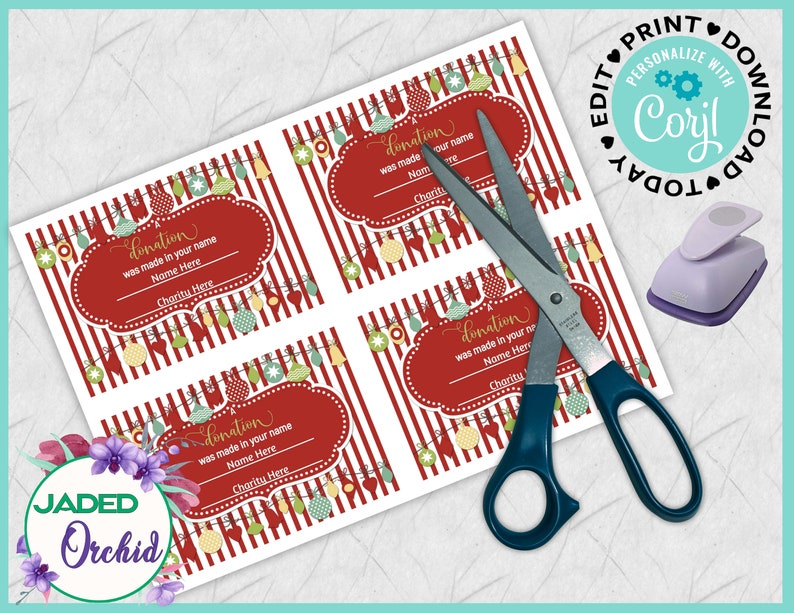 Holiday Charity Card Personalized Holiday Donation Editable Etsy