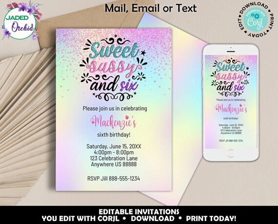 6th Birthday Invitation Printable Sixth Birthday Invite | Etsy