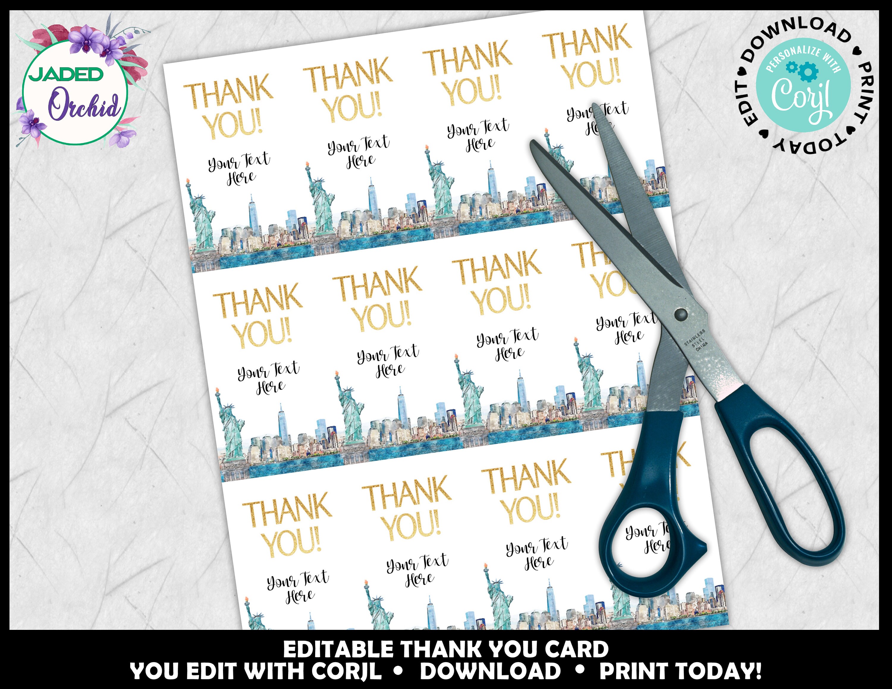 New York City Birthday Thank You Tag New York Gift Tags New Etsy