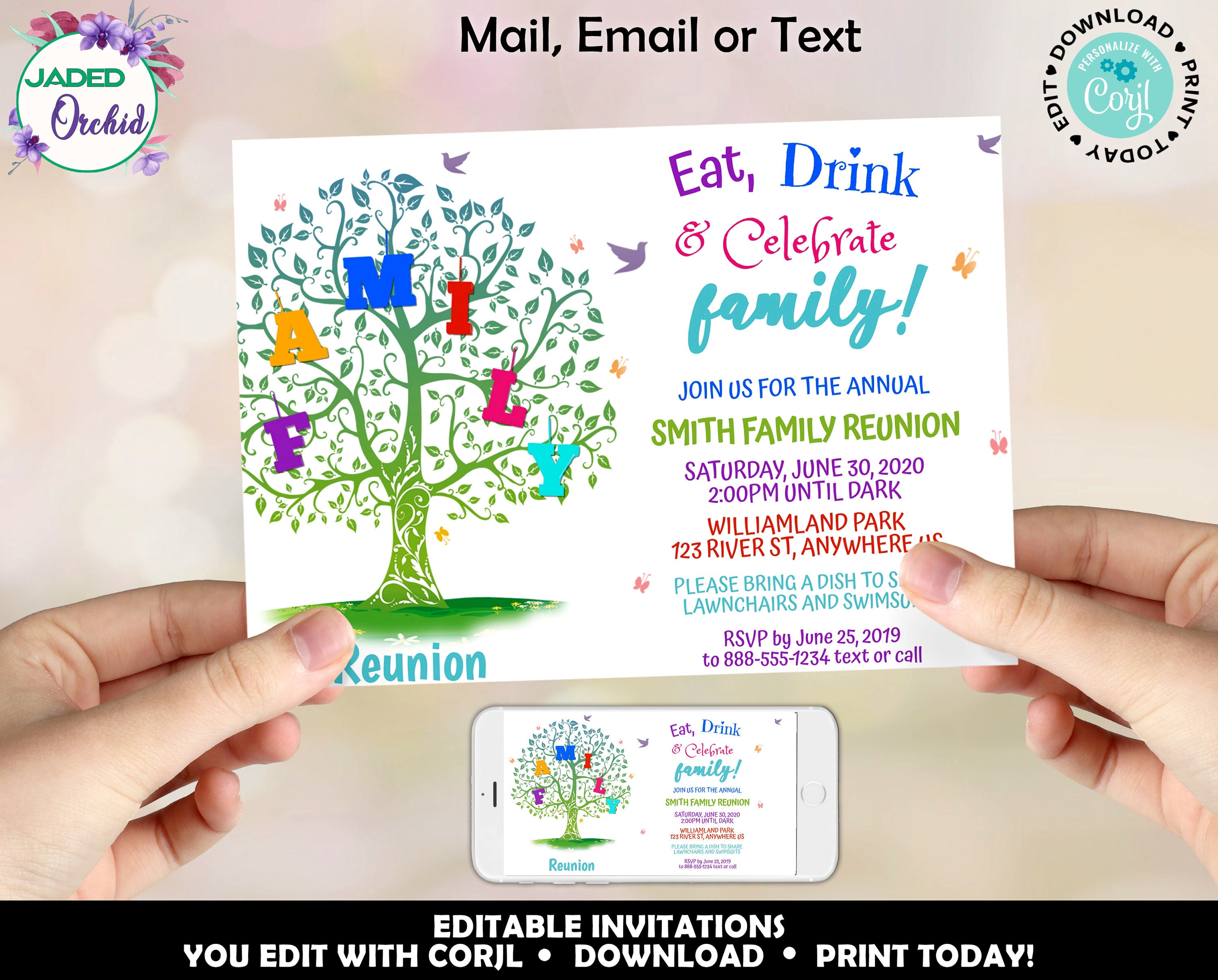 EDITABLE Family Reunion Invitation Picnic Invitation Summer Family Reunion  Invitation Family Party Summer Party BBQ Picnic Family Barbecue Inside Family Reunion Flyer Template