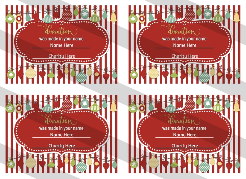 Holiday Charity Card Personalized Holiday Donation Editable Etsy