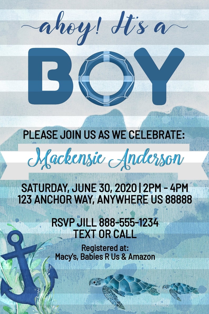 Ahoy it's a Boy Baby Shower Invitation Nautical Baby Etsy