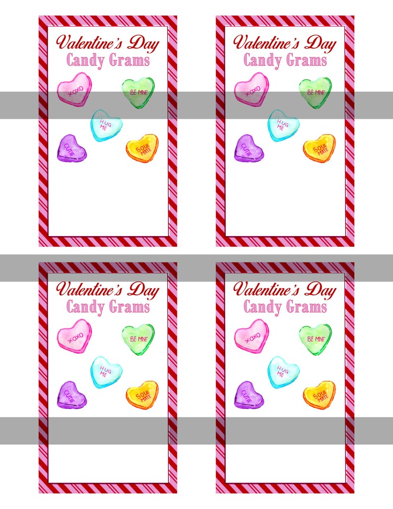Valentine's Day Candy Hearts Candy Grams Editable Etsy