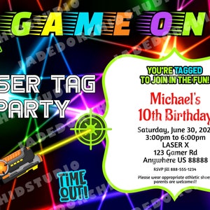Laser Tag Birthday Party Invitation, Printable Laser Tag Party, Laser ...