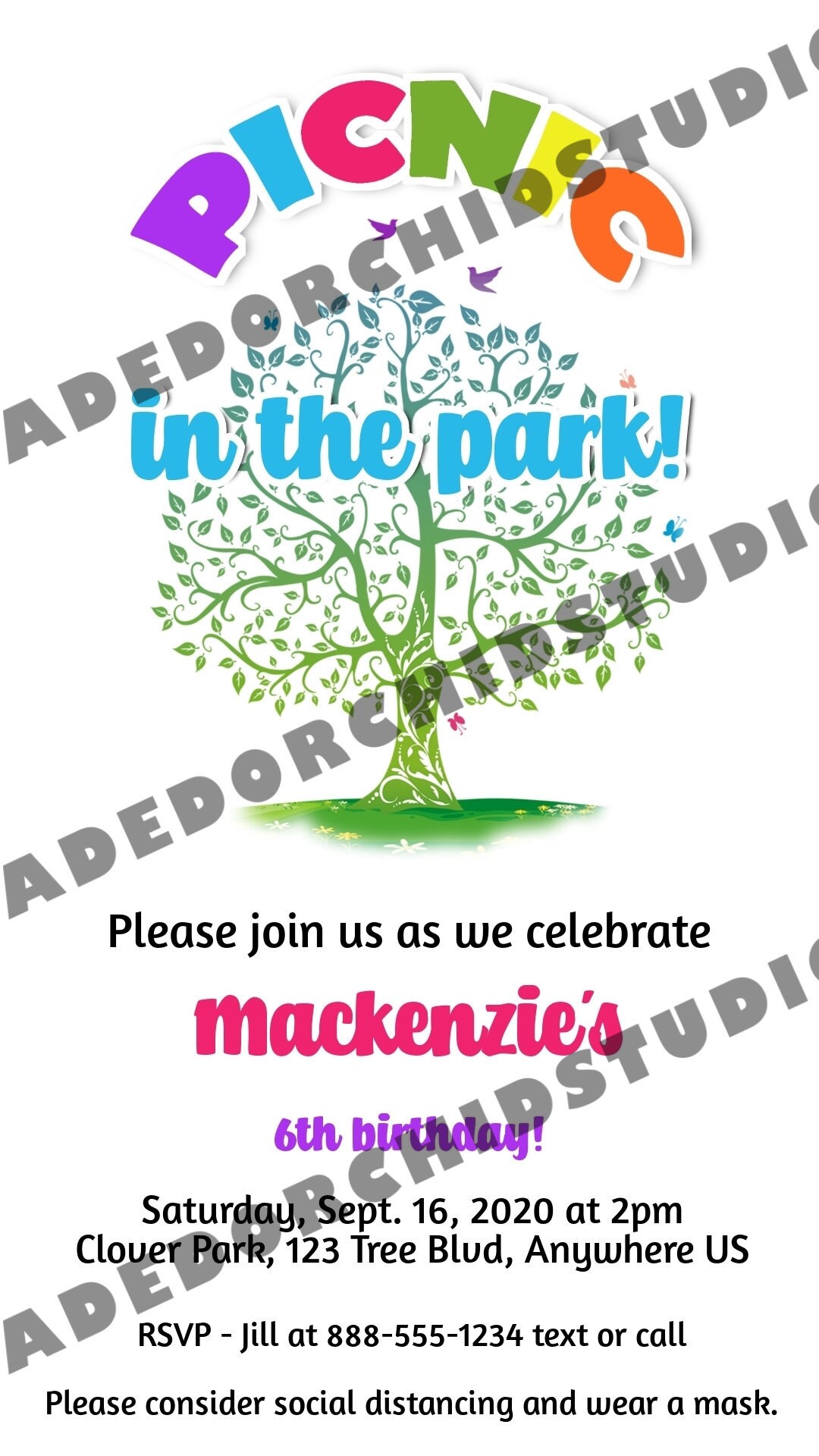 EDITABLE Picnic in the Park Invitation Picnic Invitation | Etsy