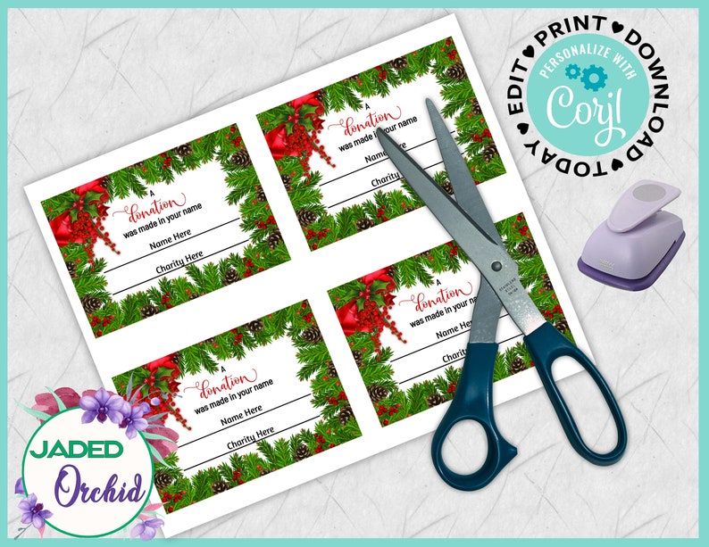 Holiday Charity Card Holiday Donation Editable Donation Etsy