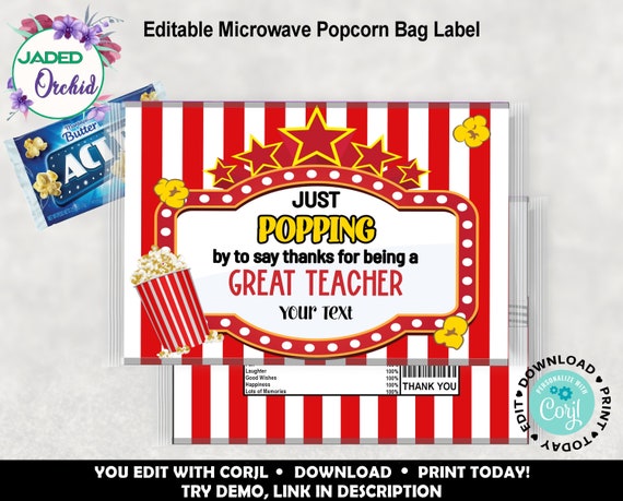 Grinch Popcorn Wrappers Editable Instant Download 
