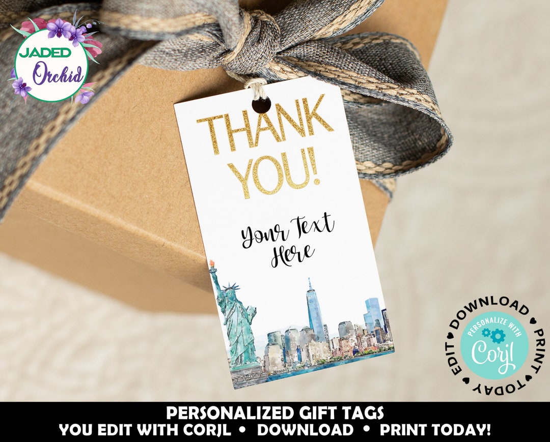 New York City Birthday Thank You Tag, New York Gift Tags, New York City