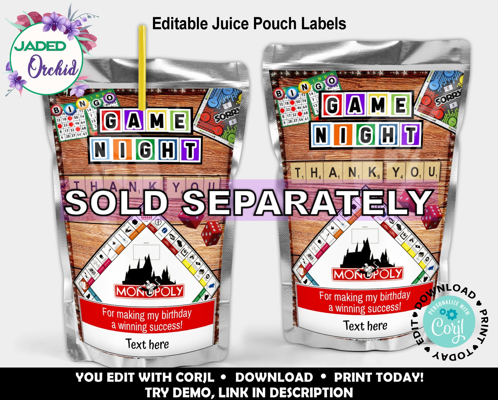 Game Night Birthday Chip Bag Label Printable Game Night Etsy