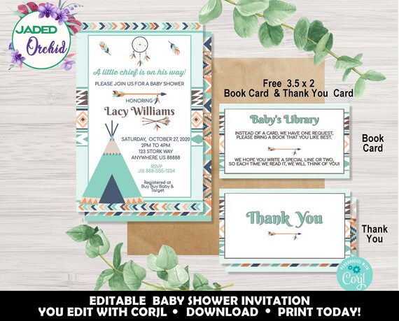 tribal baby shower invitations