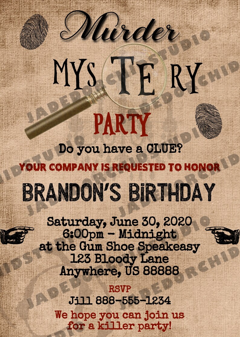 Murder Mystery Birthday Party Invitation Murder Mystery - Etsy