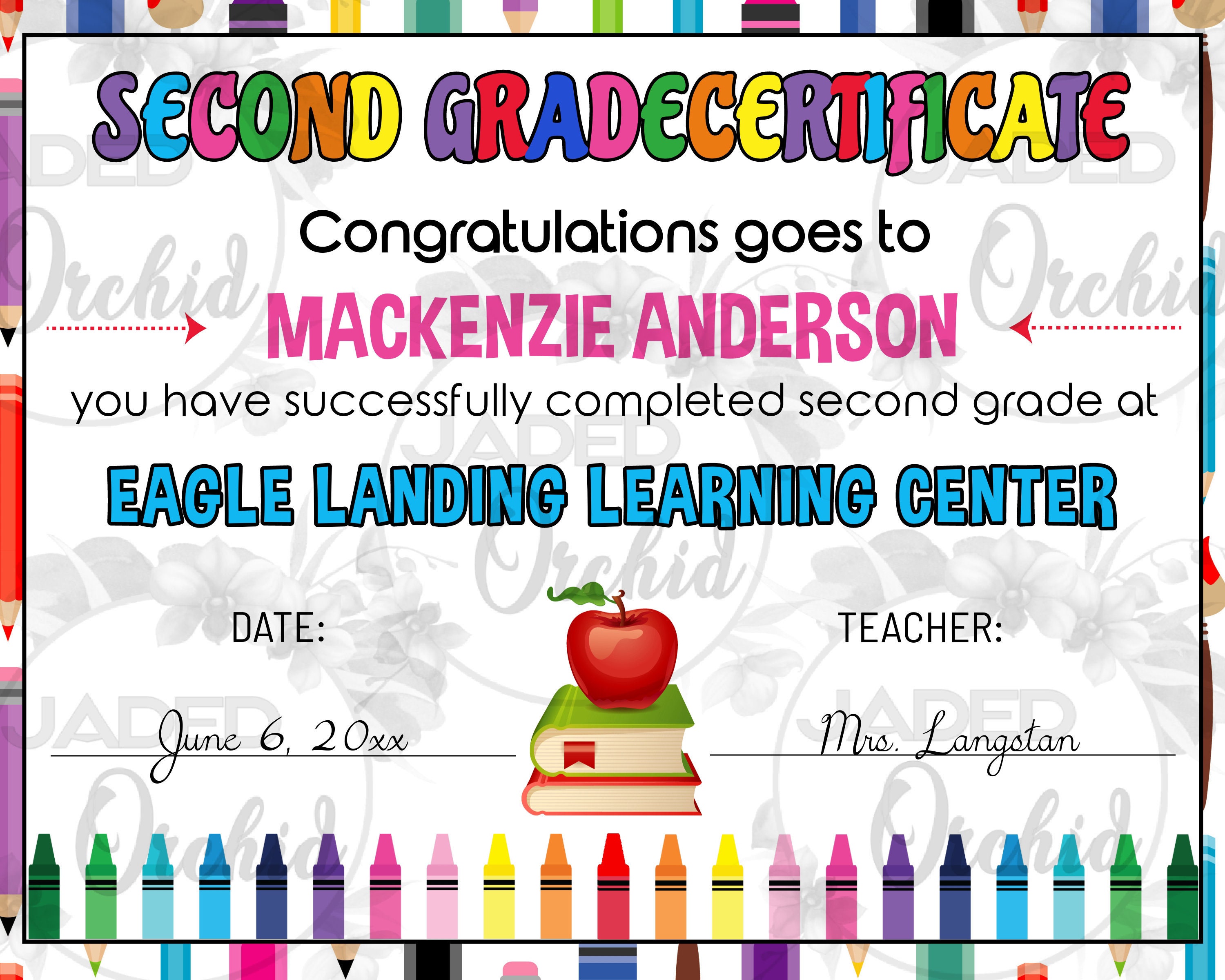 Printable Girls Second Grade Certificate Sign Second Grade - Etsy