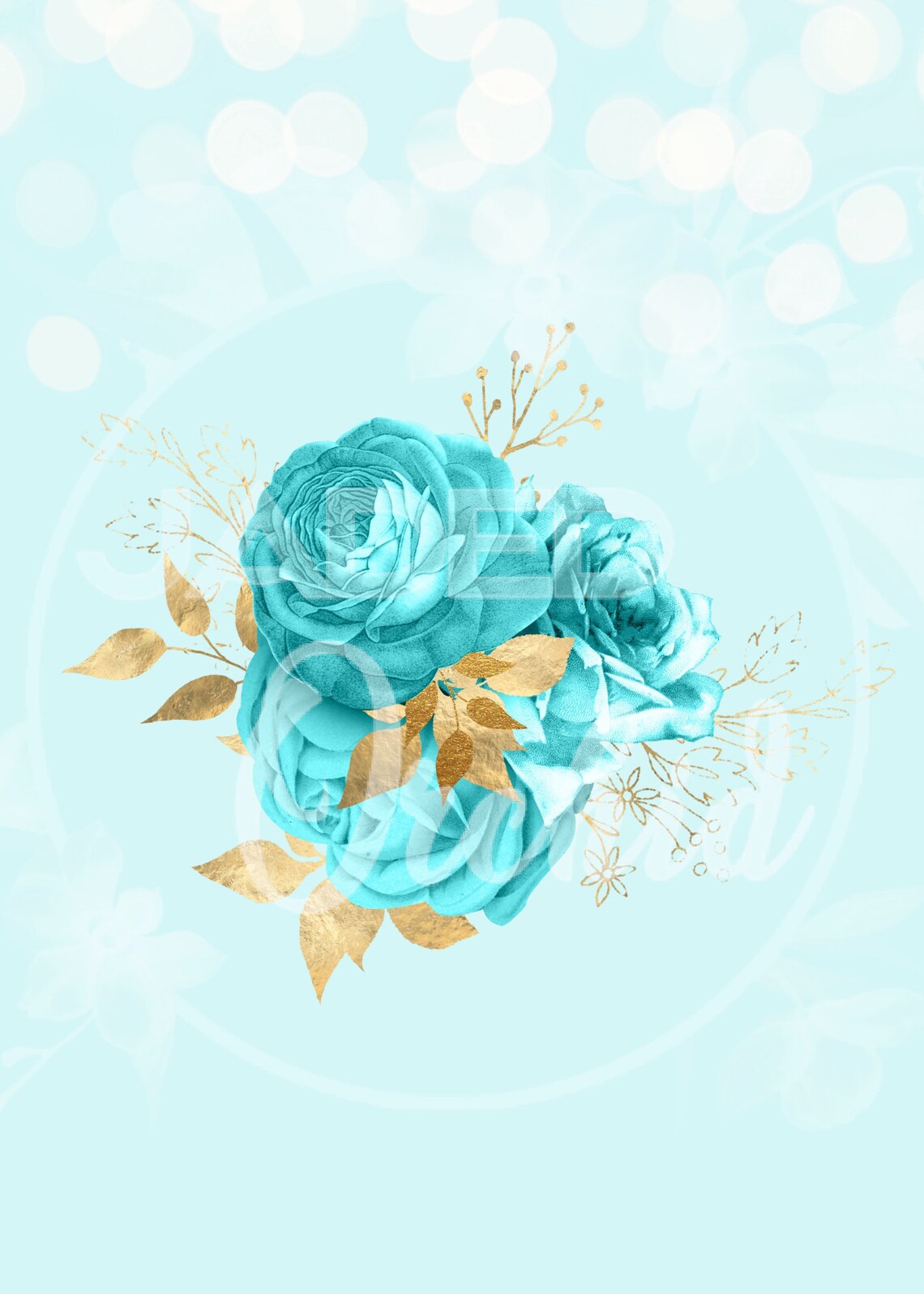 Printable Teal Birthday Invite Teal and Gold Birthday - Etsy