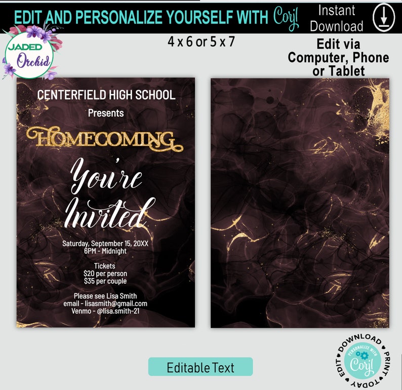 High School Invite Invitation Template Etsy