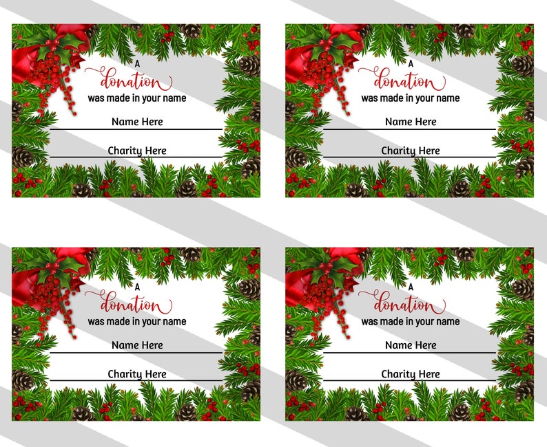 Holiday Charity Card Holiday Donation Editable Donation Etsy