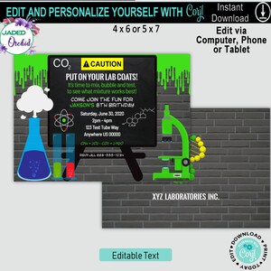 Mad Scientist Birthday Invitation, Science Experiment Party Invitation ...
