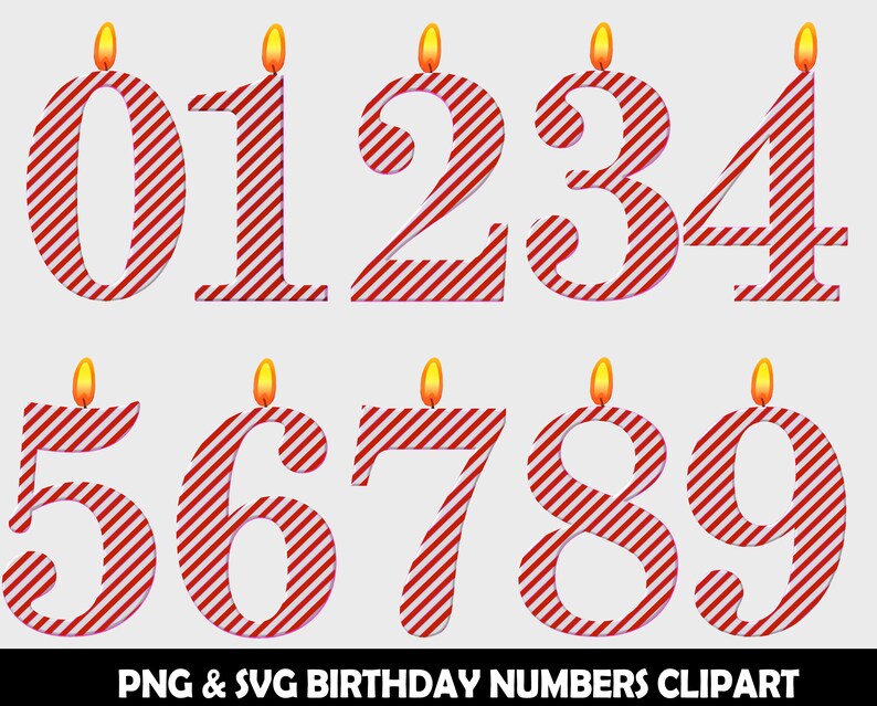 Birthday Inspired Numbers Clipart Birthday Candles SVG - Etsy