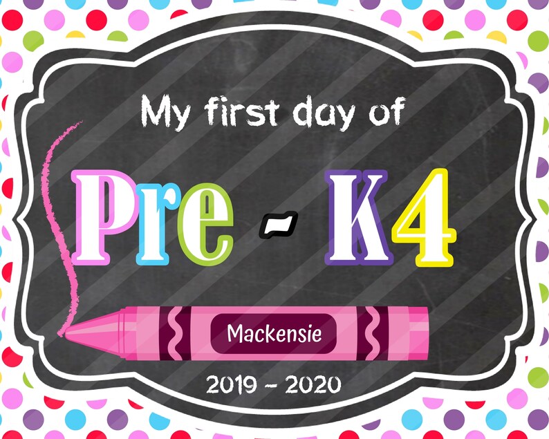 EDITABLE First Day of Pre K 4 First Day Pre K 4 Sign 4 Year - Etsy
