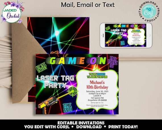Laser Tag Birthday Party Invitation Printable Laser Tag | Etsy