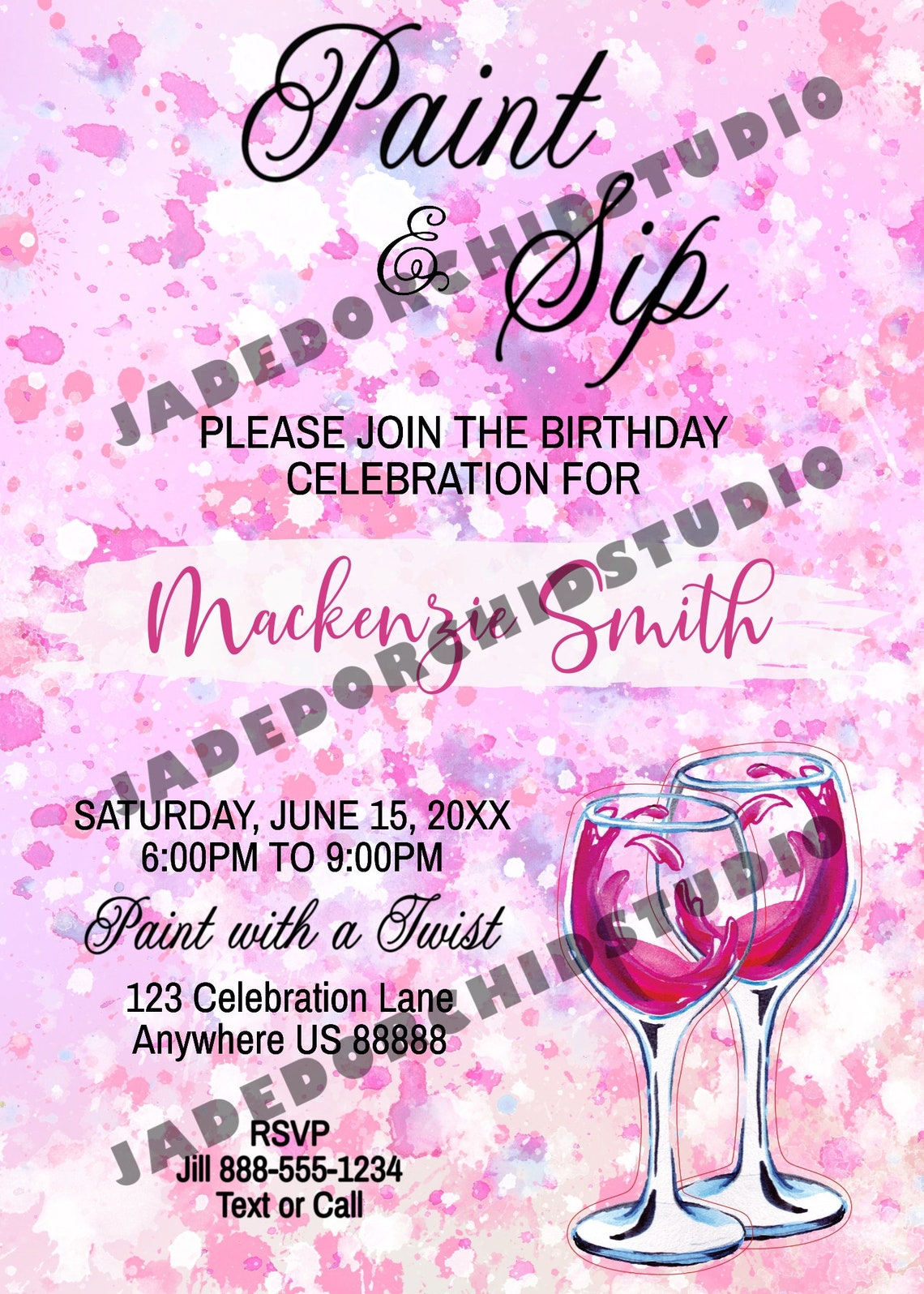 Paint and Sip Party Invitation Paint and Sip Birthday Etsy