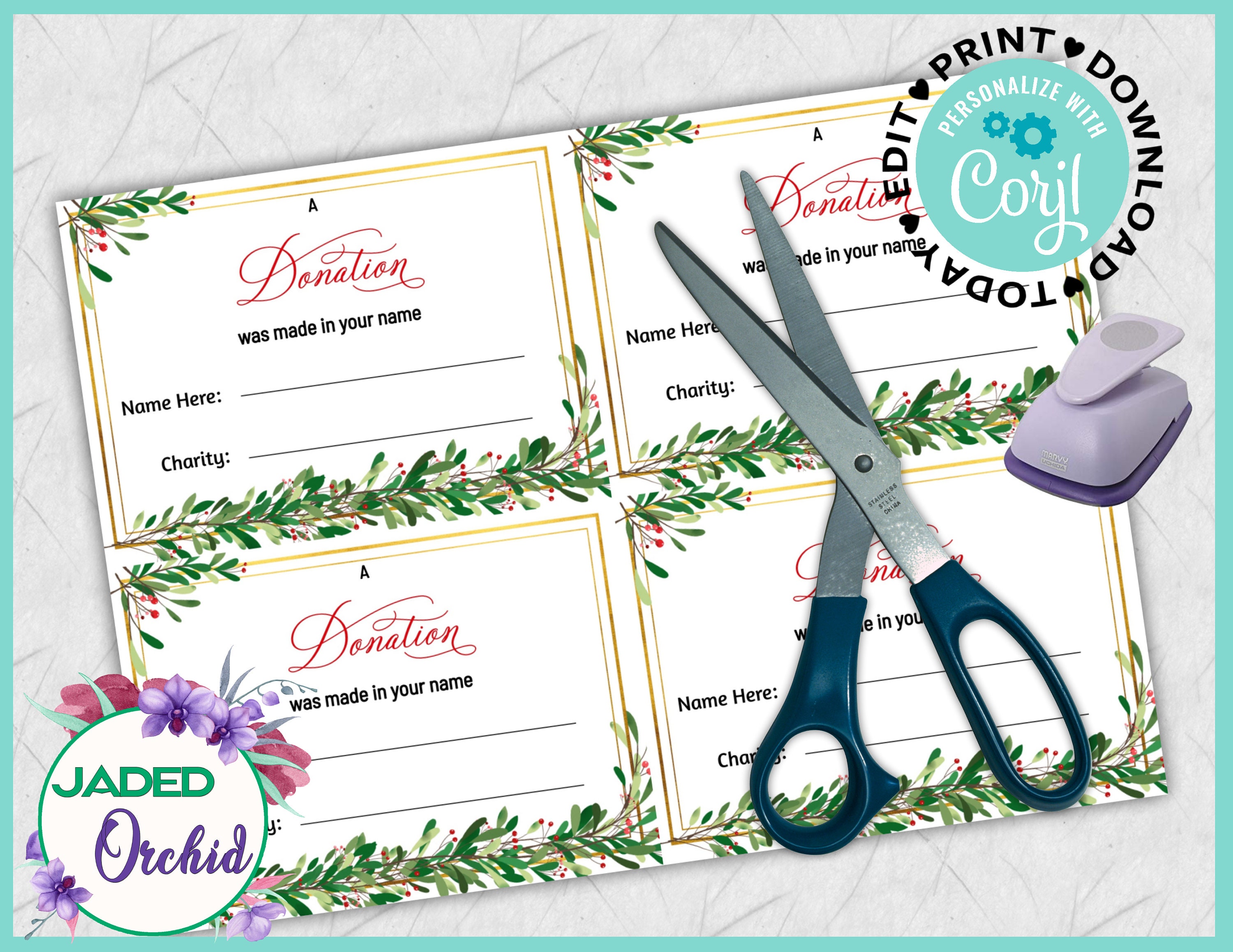 Donation Made in Your Name Card Holiday Charity Card Etsy