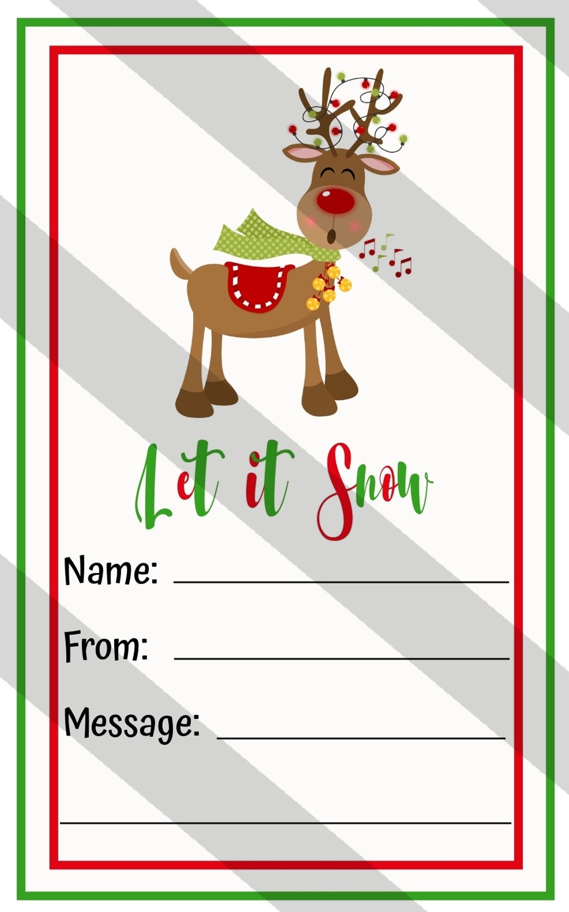Christmas Reindeer Candy Cane Grams Personalized Christmas Etsy