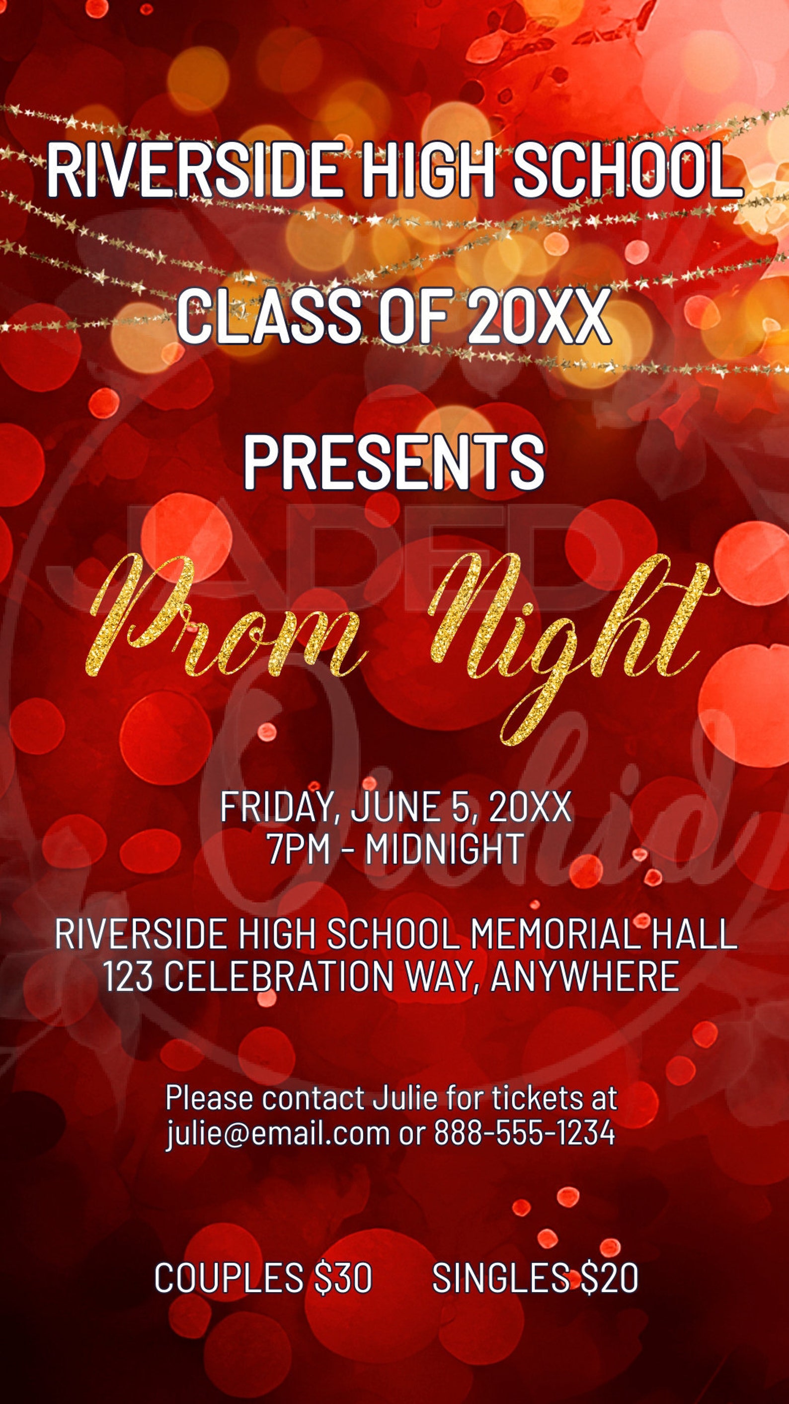 Red Prom Invite Template A Night Under the Stars Prom - Etsy