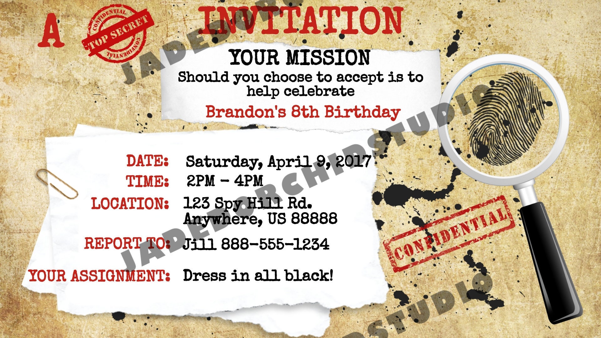 Secret Spy Birthday Party Invitation Detective Birthday | Etsy