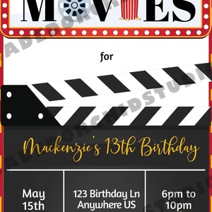 Printable Movie Birthday Invitation Movie Night Birthday - Etsy