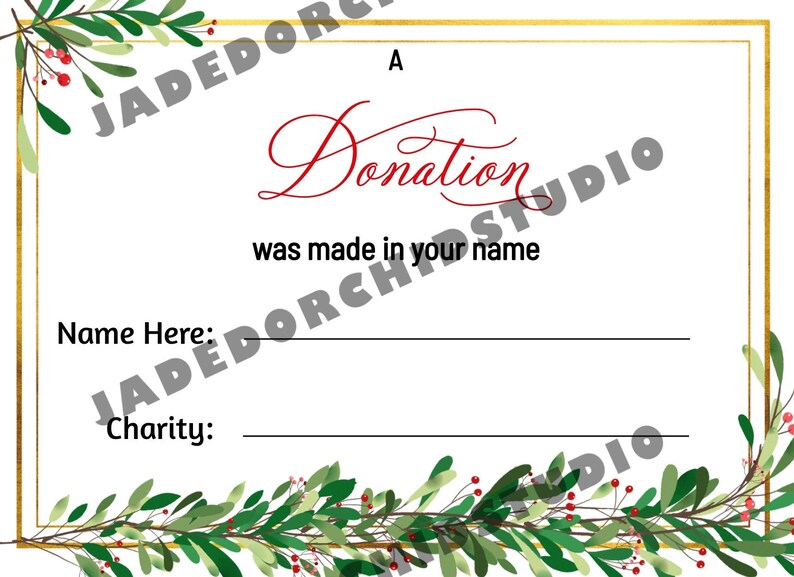Editable Charity Donation Card Holiday Charity Card Etsy