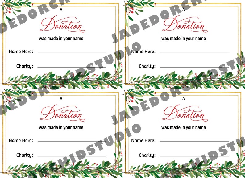 Editable Charity Donation Card Holiday Charity Card Etsy