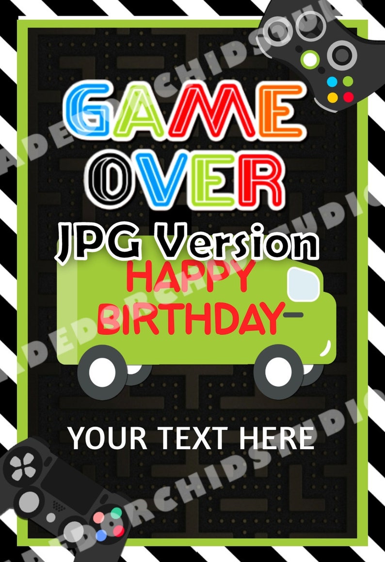 Printable Game Truck Birthday Juice Pouch Label Video Gamer Etsy