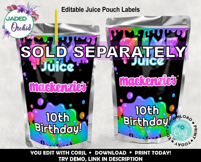 Slime Birthday Chip Bag Label Printable Slime Label - Etsy