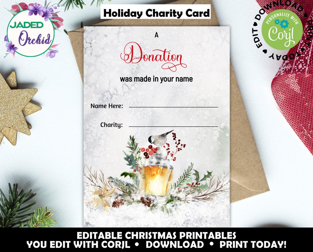 Printable Christmas Charity Card Holiday Charity (Instant Download) - Etsy