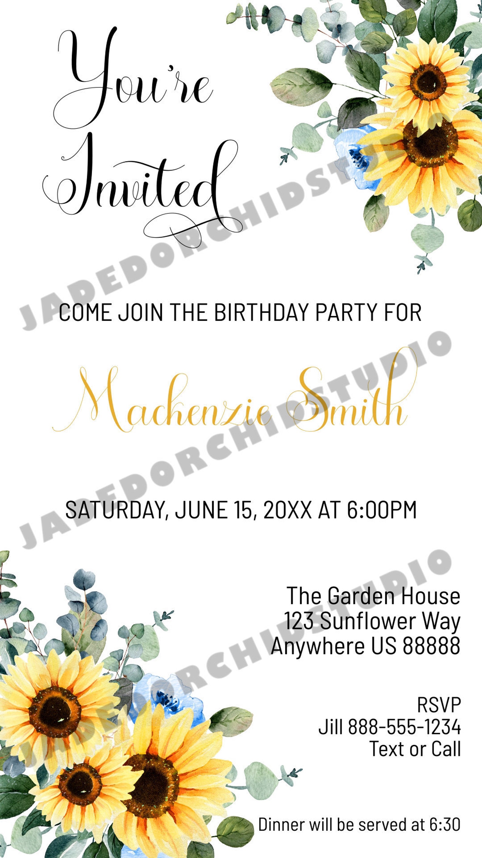 8 watercolor sunflower wedding invitation templates in 2021 - free printable sunflower birthday invitation templates drevio in 2020 | printable sunflower birthday invitation template