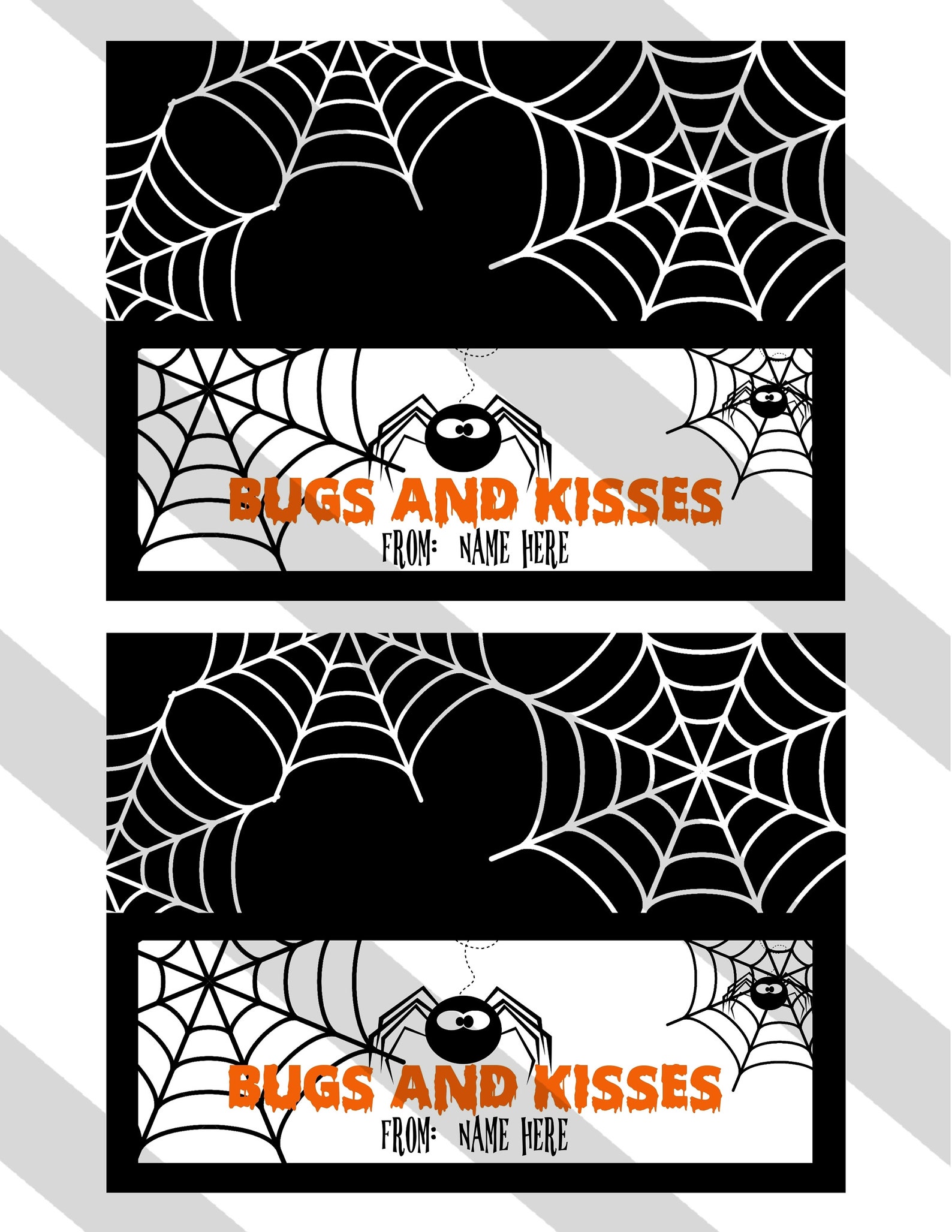 EDITABLE Bugs and Kisses Halloween Loot Bag Toppers Halloween - Etsy
