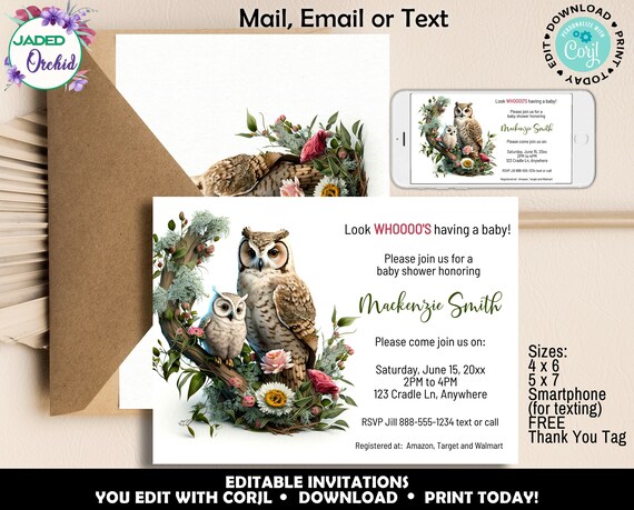 Free Printable Owl Baby Shower Invitations