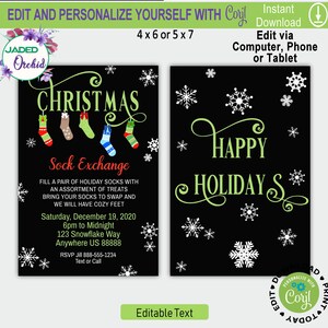 Printable Christmas Sock Exchange Invitation Sock Swap Party - Etsy
