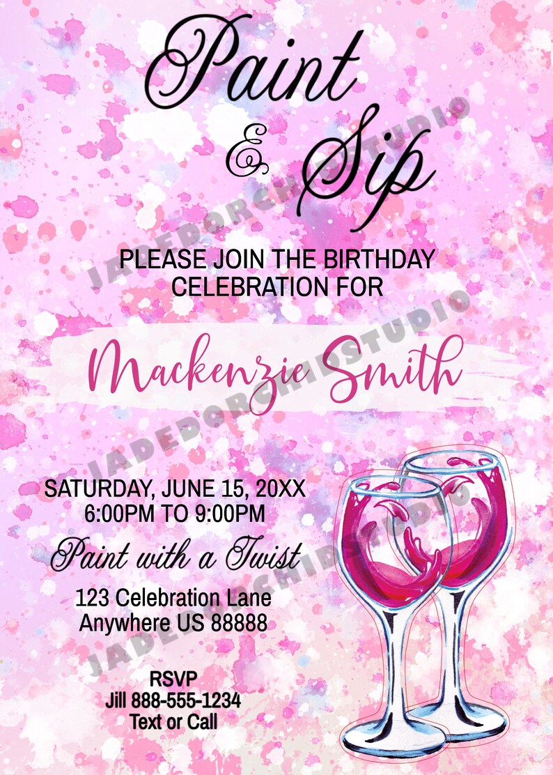 Paint and Sip Party Invitation Paint and Sip Birthday Etsy
